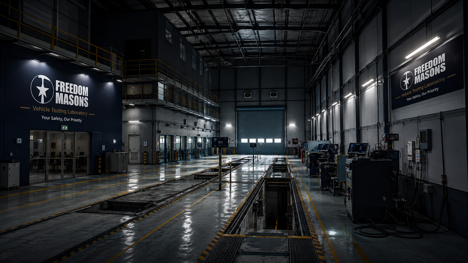 Vehicle testing laboratory design and equipment layout